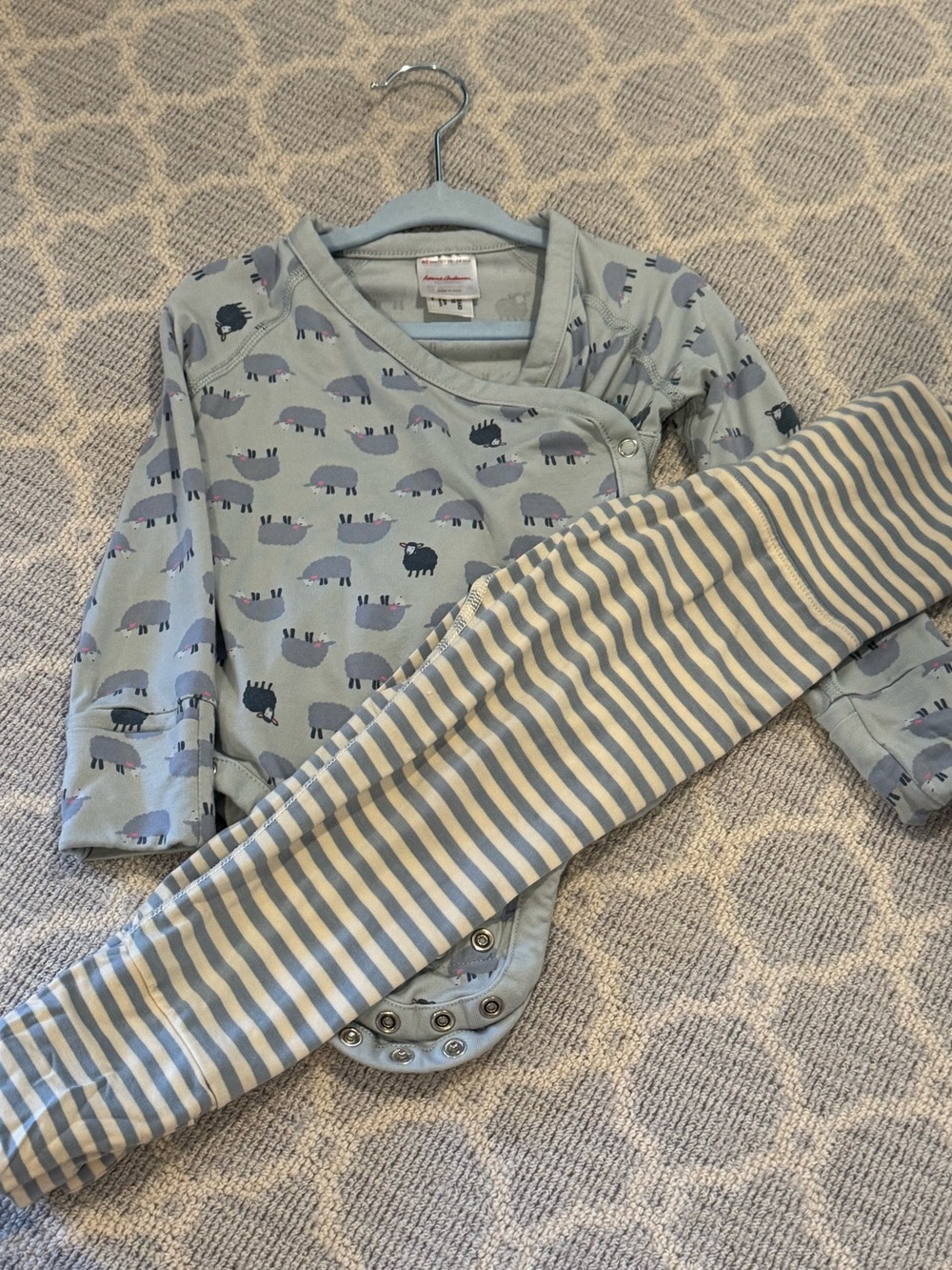 Hanna Andersson Soft Blue Lamb Print Two-Piece Set